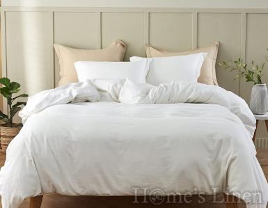 Луксозен спален комплект памучен сатен, 100% памук 300 нишки, "Plain" White, Premium Collection