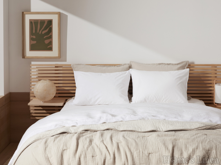 Premium Bed Linen Set Percale, 100% Cotton 400 TC "Home" Ecru, Premium Collection