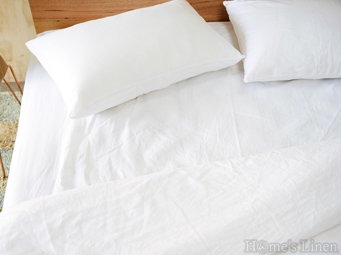 Flat Sheet 100% Natural Len "Lace White", Natural Linens Collection