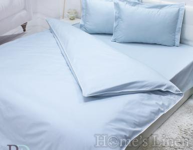 Едноцветен спален комплект 100% памучен сатен "Синьо"