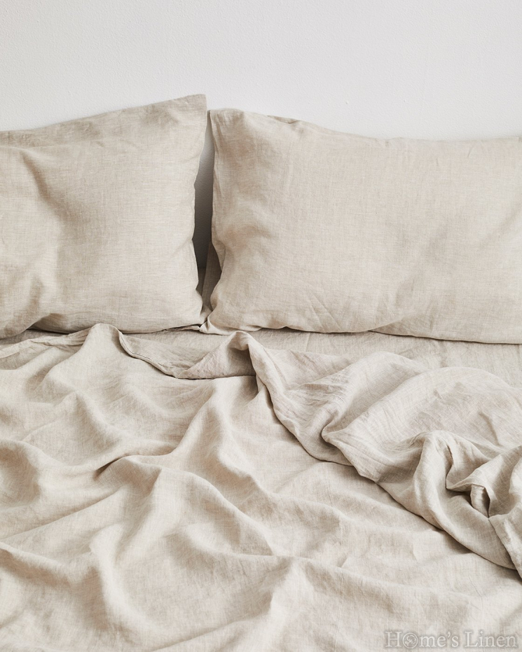 Pillowcase 100% Natural Len "Oats Beige", Natural Linens Collection