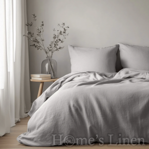 Спален комплект от 100% Френски пран лен 185гр/кв.м. "Каменно сиво", Natural Linens Collection