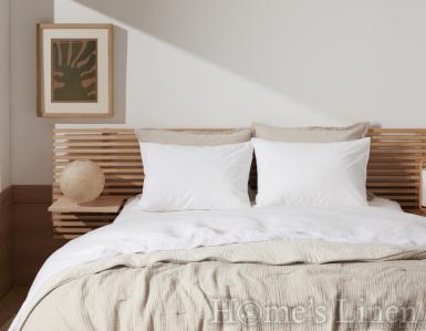 Премиум спален комплект перкал, 100% Египетски памук 400ТС "Home" White, Premium Collection