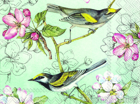 Дизайнерски салфетки с птици и цветя 20бр "Birds Symphony", IHR