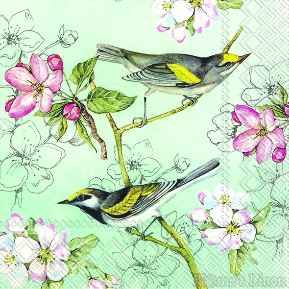 Дизайнерски салфетки с птици и цветя 20бр "Birds Symphony", IHR