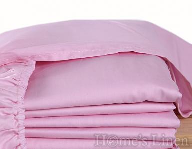 Долен чаршаф с ластик 100% памук перкал светло розово