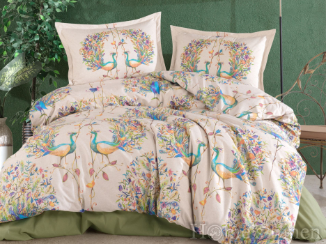 Спален комплект 100% памук "Pavone" V1 Green Спален комплект 100% памук "Pavone" V1 Green