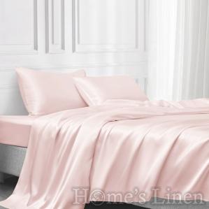 Премиум долен постелъчен чаршаф 100% естествена коприна от копринени буби, Royal Silk Mulberry Collection 22 Momme 6A Grade, Pink