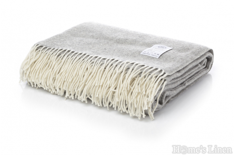 Luxury Plaid/ Blanket Merino Wool "Winterberry" Grey