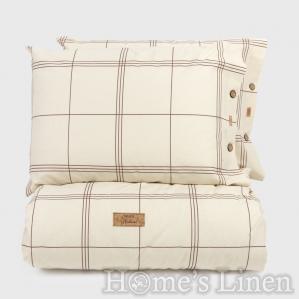 Спален комплект без долен чаршаф от 100% суров памук "Квадрати", Natural Collection