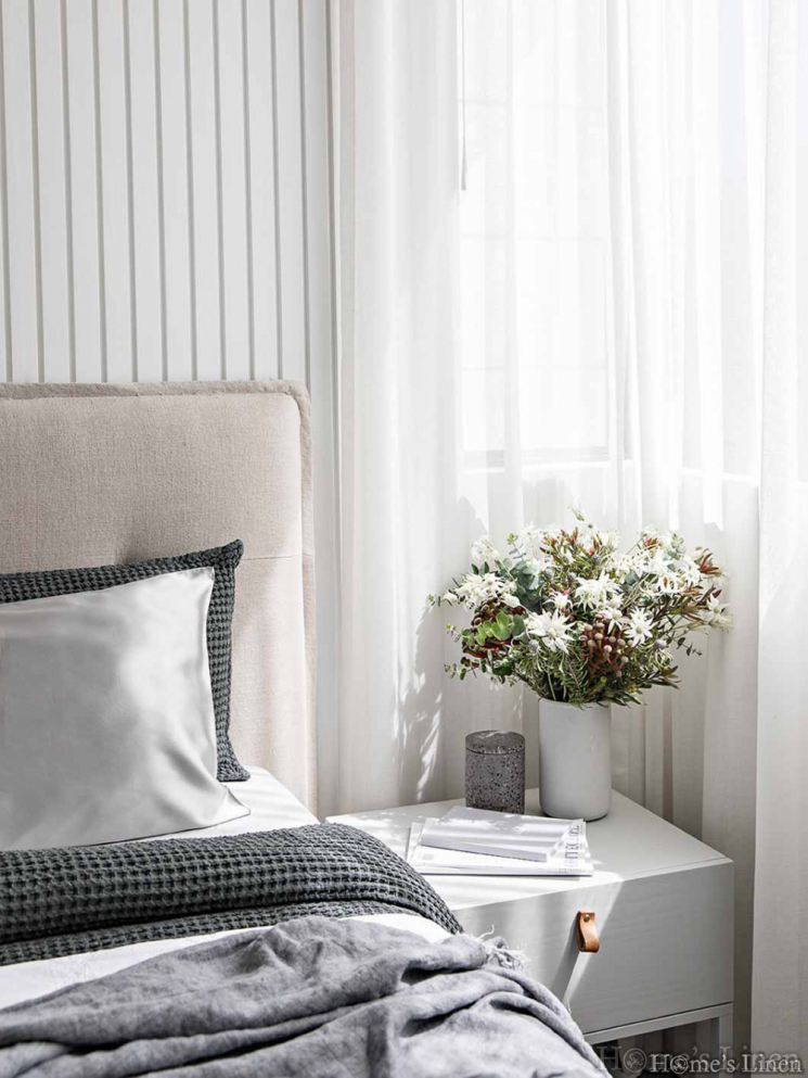 Комплект от 2бр. двулицеви калъфки за възглавница от естествена коприна от копринени буби Double Silk Style, Royal Silk Mulberry Collection 22 Momme 6A Grade, Silver Grey