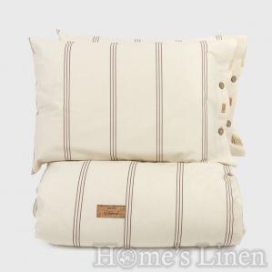 Спален комплект без долен чаршаф от 100% суров памук "Линии", Natural Collection