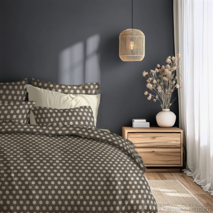 Спален комплект без долен чаршаф памучен сатен, 100% памук "Кареро"