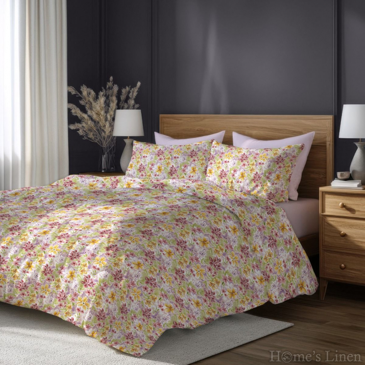 Спален комплект без долен чаршаф памучен сатен, 100% памук "ВЕРАНО"