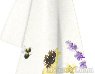 Дизайнерска кухненска кърпа 100% органичен памук с морски мотиви "Summer Bees Cream"