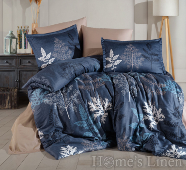 Спален комплект памучен сатен, 100% памук "Dual", V1 Blue