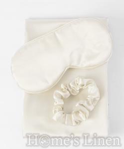 Подаръчен комплект от 3 части естествена коприна Mulberry Collection 19 Momme 6A Grade "Experience Silk" Ivory