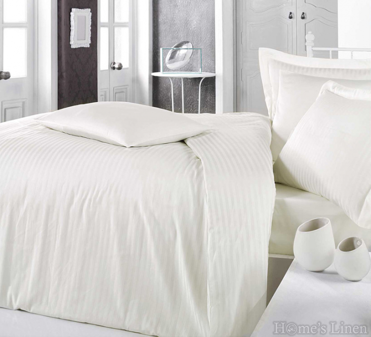 Bed Linen Set cotton sateen-stripe, 100% cotton "Uni" - different colors