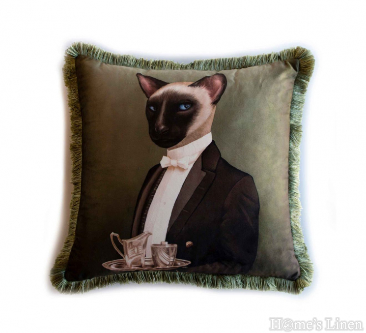 Decorative pillow with cat "EY245 Cat", Mika Velvet