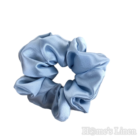 Ластик за коса 100% естествена коприна стил Scrunchie "Dove Blue" стандартен размер