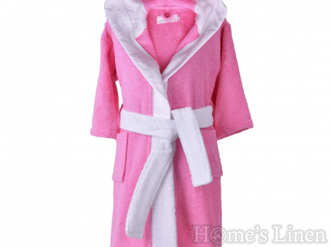 Детски халат за баня 100% памук "Розов/бял"