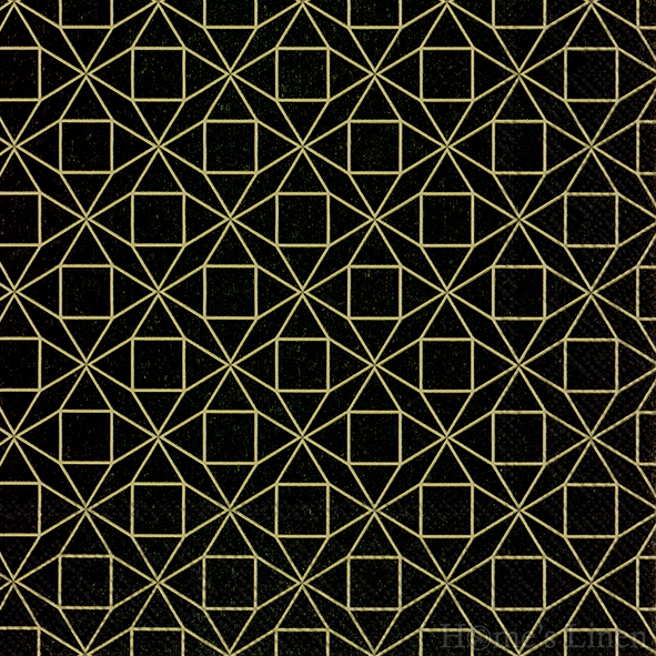 Дизайнерски салфетки на черни и златни геометрични фигури 20бр "Square Pattern", IHR