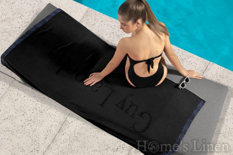 Beach towel 100% Cotton "Snap Black", Guy Laroche