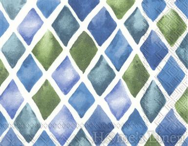 Дизайнерски салфетки на сини и зелени ромбове 20бр "Loana", IHR
