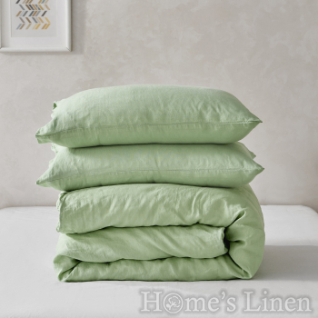 Долен чаршаф с ластик 100% Френски пран лен 165гр/кв.м. "Мента", Natural Linens Collection