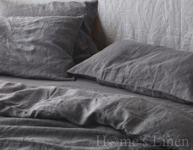Долен постелъчен чаршаф 100% естествен лен "Стоманено сиво", Natural Linens Collection