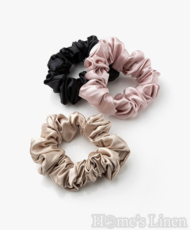 Scrunchie 100% Natural Silk, Skinny size with ribbon"Roseward Vintage", EM&EVE 
