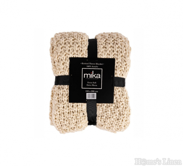 Одеяло с едра плетка "Beige", Chuncky Knitted Collection, Mika