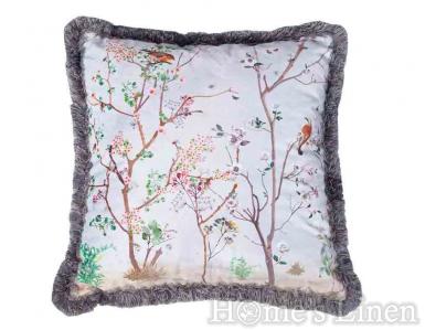 Decorative pillow with birds "EY113 Grey", Mika Velvet
