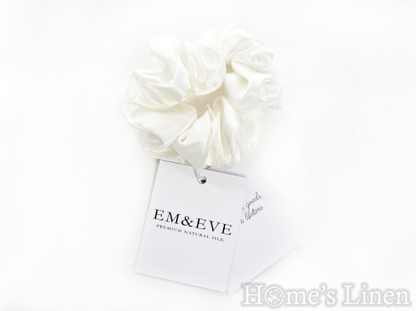 Ластик за коса 100% естествена коприна стил Scrunchie "Ivory" стандартен размер, EM&EVE