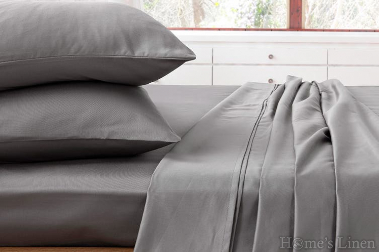 Bed Linen Set cotton sateen, 100% cotton "Steel Gray", Classic Collection