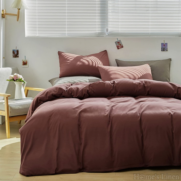 Bed Linen Set cotton sateen, 100% cotton "Dark Brick", Classic Collection