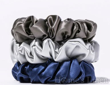 Gift Set 3pcs. Scrunchie 100% Natural Silk, Skinny size, 19 Momme 6A Grade стил Scrunchie "Northern Lights"