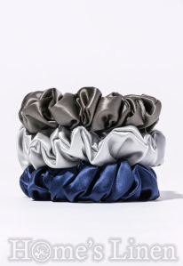 Gift Set 3pcs. Scrunchie 100% Natural Silk, Skinny size, 19 Momme 6A Grade стил Scrunchie "Northern Lights"