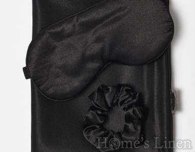 Подаръчен комплект от 3 части естествена коприна Mulberry Collection 19 Momme 6A Grade "Experience Silk" Black
