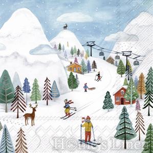 Holiday Designer Paper Napkins with Winter skiers 20 pcs "Winter Joy", IHR