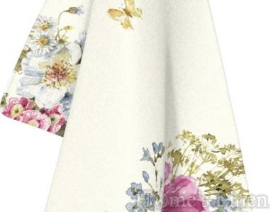 Дизайнерска кухненска кърпа 100% органичен памук "Garden Flower Bunch Cream"
