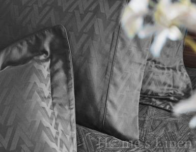 Luxury Bed Linen Set, 100% Egyptian cotton jacquard "VA Logo" anthracite, Valeron