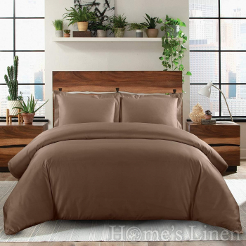 Луксозен спален комплект памучен сатен, 100% памук 300 нишки, "Plain" Taupe, Premium Collection