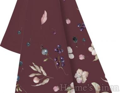 Дизайнерска кухненска кърпа 100% органичен памук на цветя "Aurelia bordeaux"