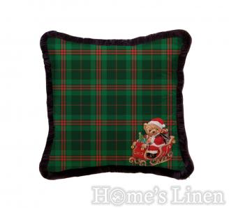 Holliday decorative pillow with Bear "Ey402 Green", Mika Velvet