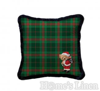 Holliday decorative pillow with Bear "Ey401 Green", Mika Velvet