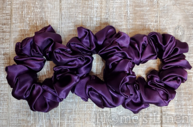 Ластик за коса 100% естествена коприна стил Scrunchie "Dark Lilac" стандартен размер