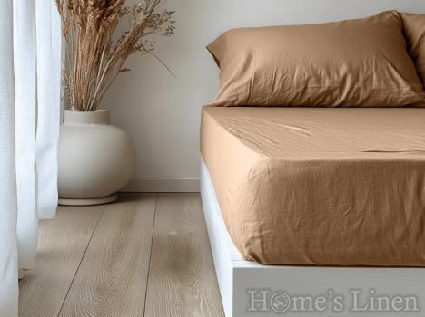 Долен чаршаф с ластик 100% Френски пран лен 185гр/кв.м. "Натурал", Natural Linens Collection Долен чаршаф с ластик 100% Френски пран лен 185гр/кв.м. "Натурал", Natural Linens Collection