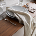 Linen Napkin with contrasting edging from French natural linen, vintage style "Natural"