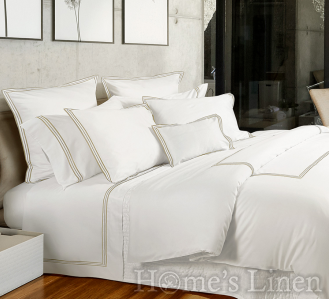 Луксозен спален комплект от памучен сатен 300TC, 100% памук с дълга нишка "Signoria Firenze Nettuno White Taupe"